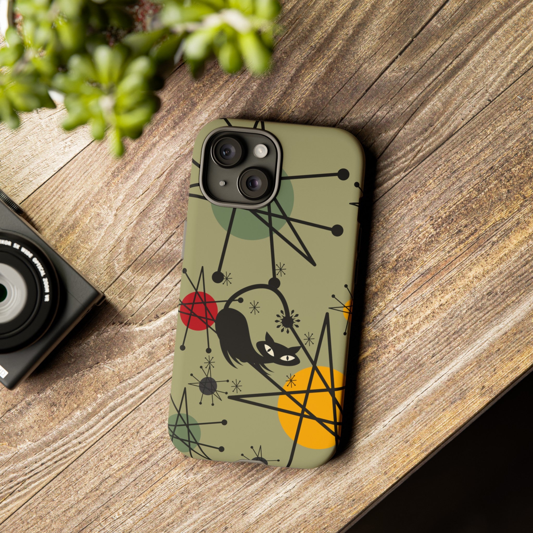 Mid Century Modern Atomic Cat, Retro Chic Groovy Mod Samsung, Smart Phone Tough Cases