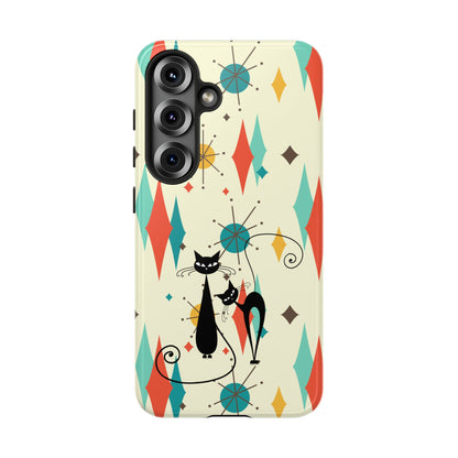 Atomic Kitty Cat, Mid Mod Franciscan Pattern, Kitsch Tough Phone Cases