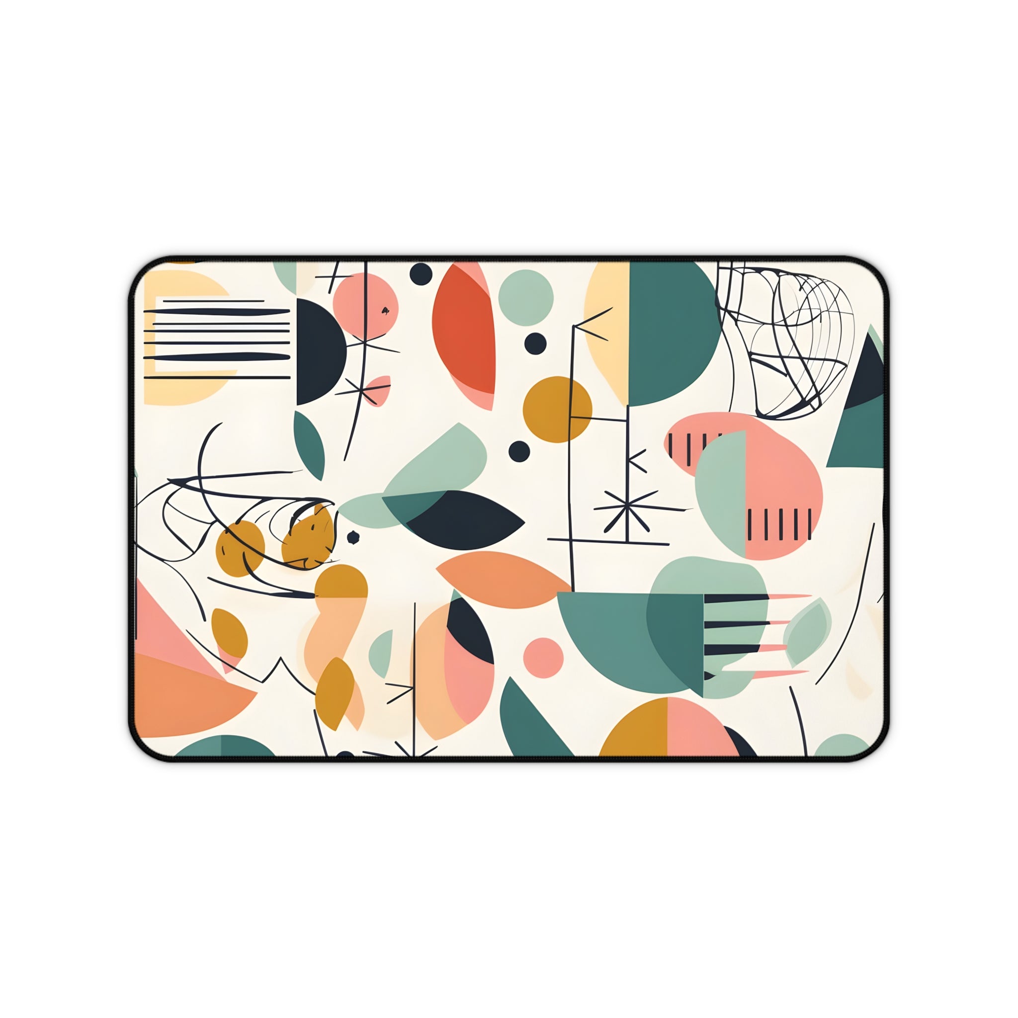 Mid Century Modern Abstract Floral, Minimalist Mod Desk Mat