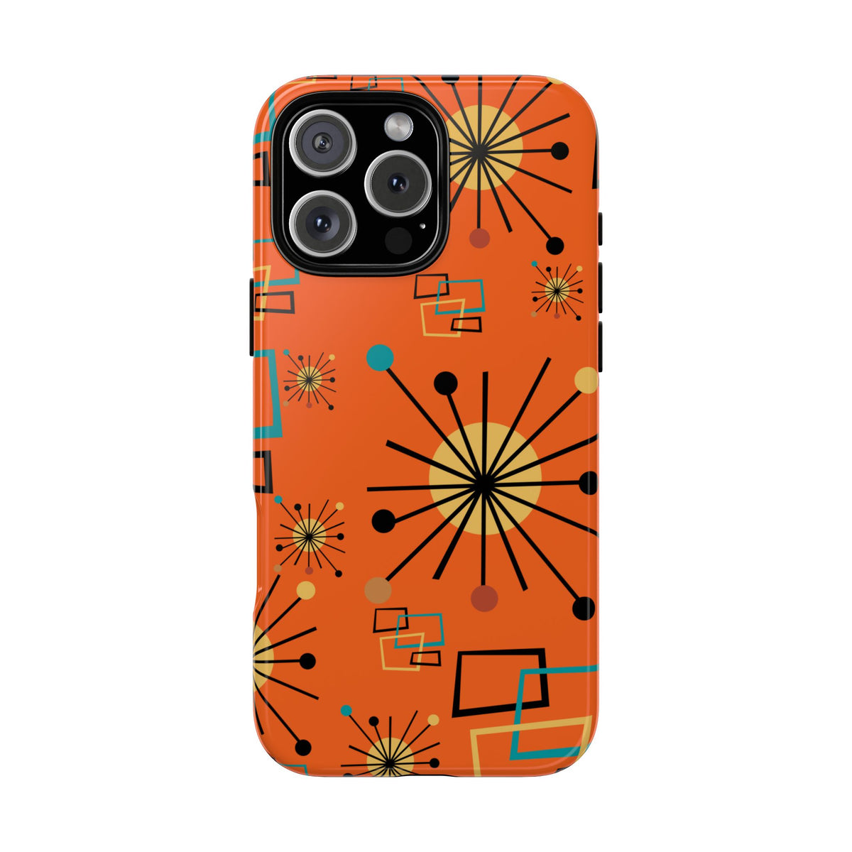 Mid Century Modern Sinatra Orange, Starburst, Geometric Funky Fun Tough Phone Case
