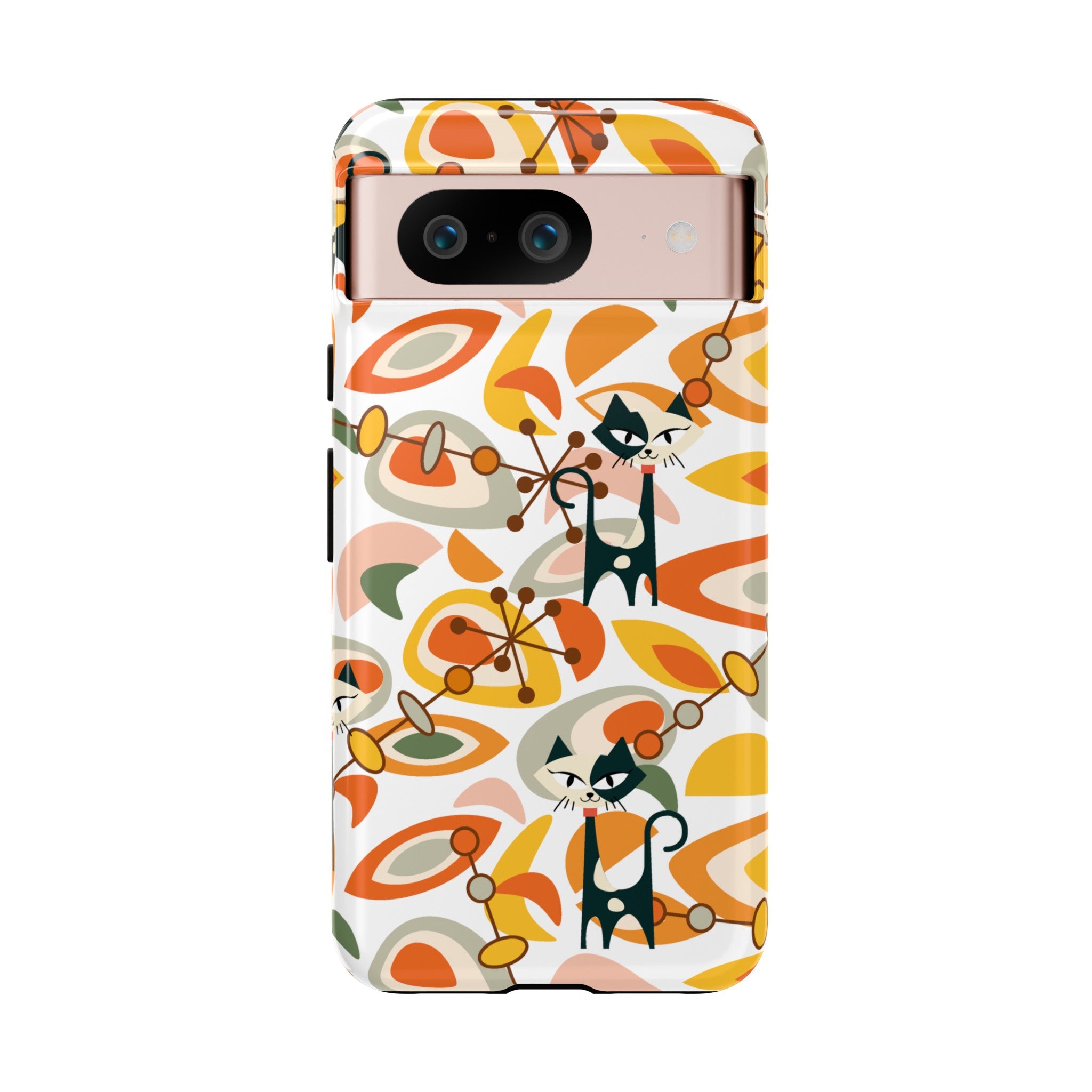 Atomic Cat Mid Mod Orange, Yellow, Groovy Cat Smart Phone Tough Cases