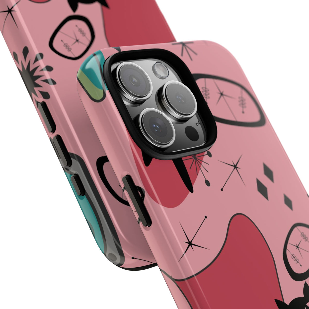 Atomic Cat, Pink Mid Century Modern, Egg Chair, Space Cat Tough Phone Case