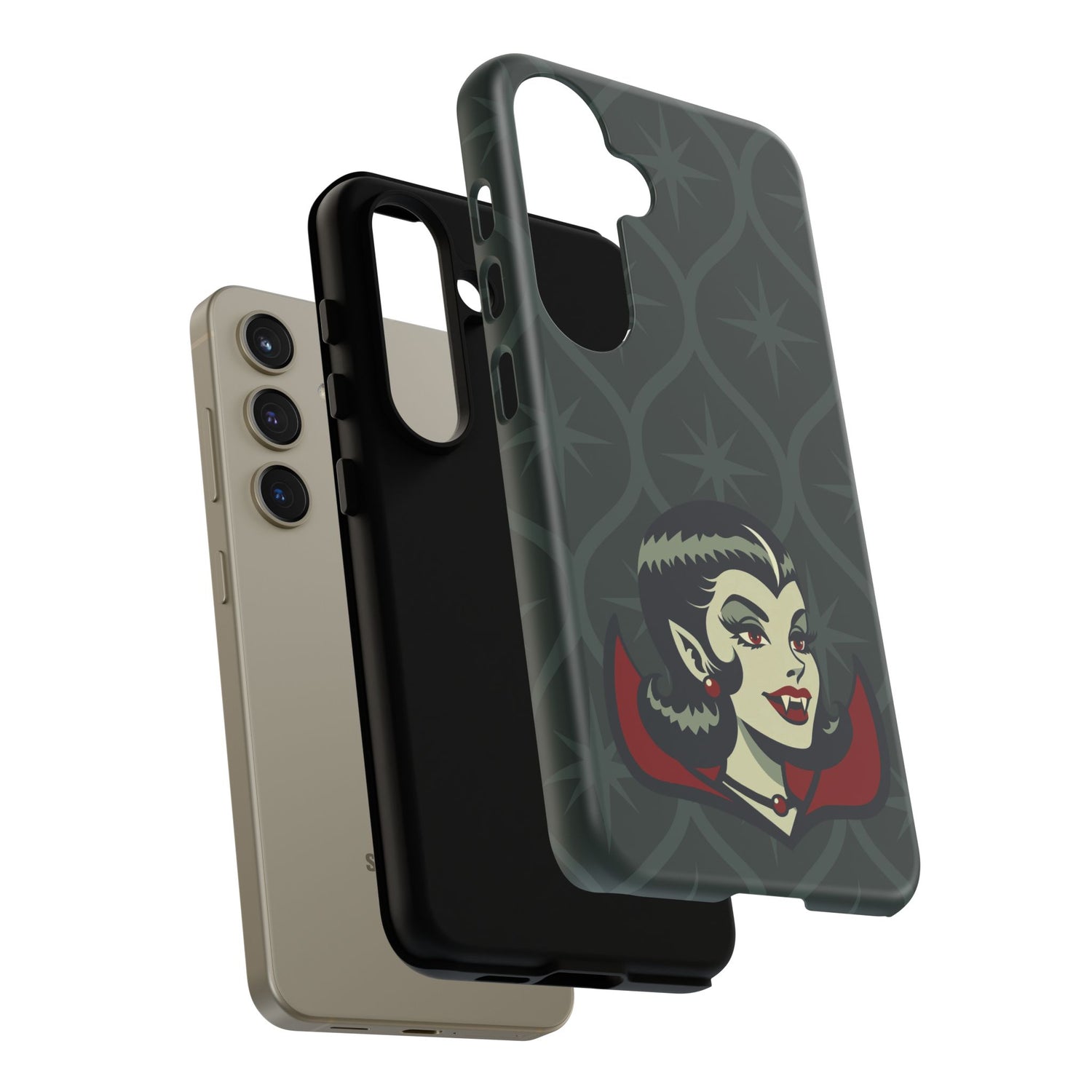 Vampire Dracula Girl Halloween Goth Horror Buff MCM Green Tough Phone Case