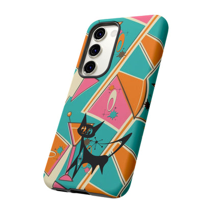 Atomic Cat Mid Mod Retro Cat Phone Case - Tough Cases for Stylish Cat Lovers