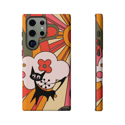 Atomic Cat, Retro Sunburst, Groovy Mod Smart Phone Tough Phone Cases