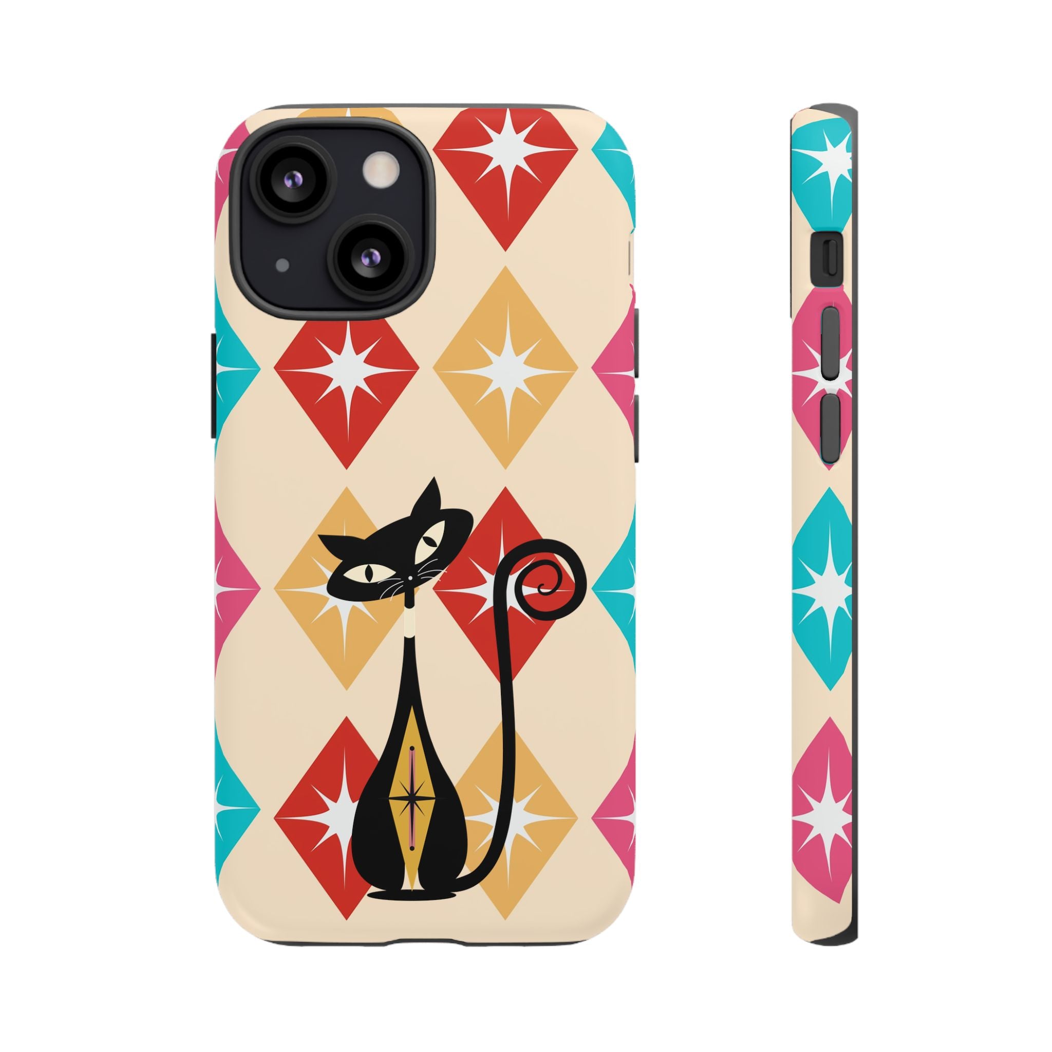 Mid Century Modern Atomic Cat, Atomic 50s Diamonds Retro Phone Tough Cases