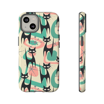 Atomic Cat Mid Century Modern Starburst Retro Kitsch Tough Phone Case - Mid Century Modern Gal