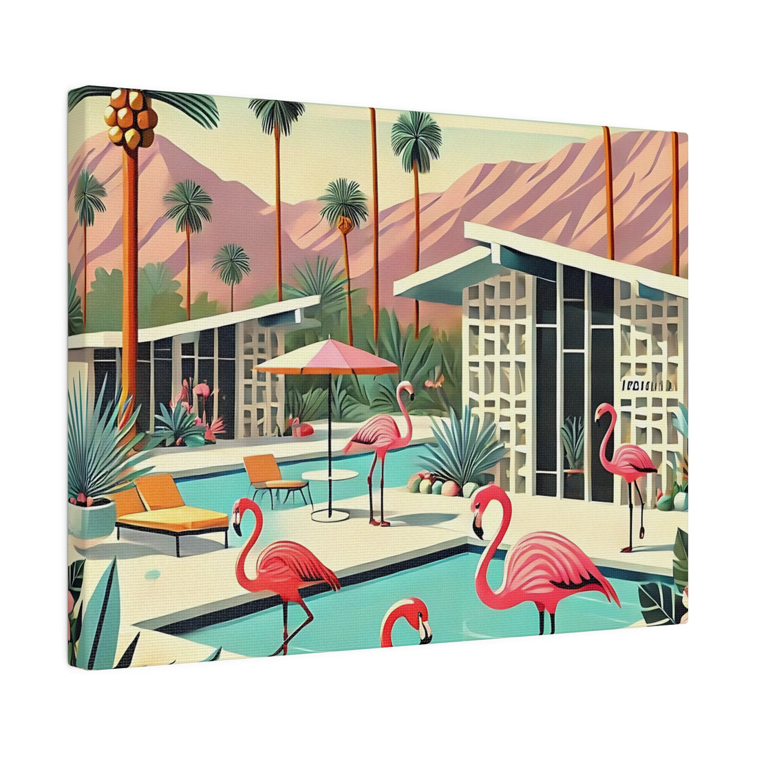 50s Mid Century Modern Wall Art, Palm Springs Flamingo Breeze Block MCM Art - Mid Century Modern Gal