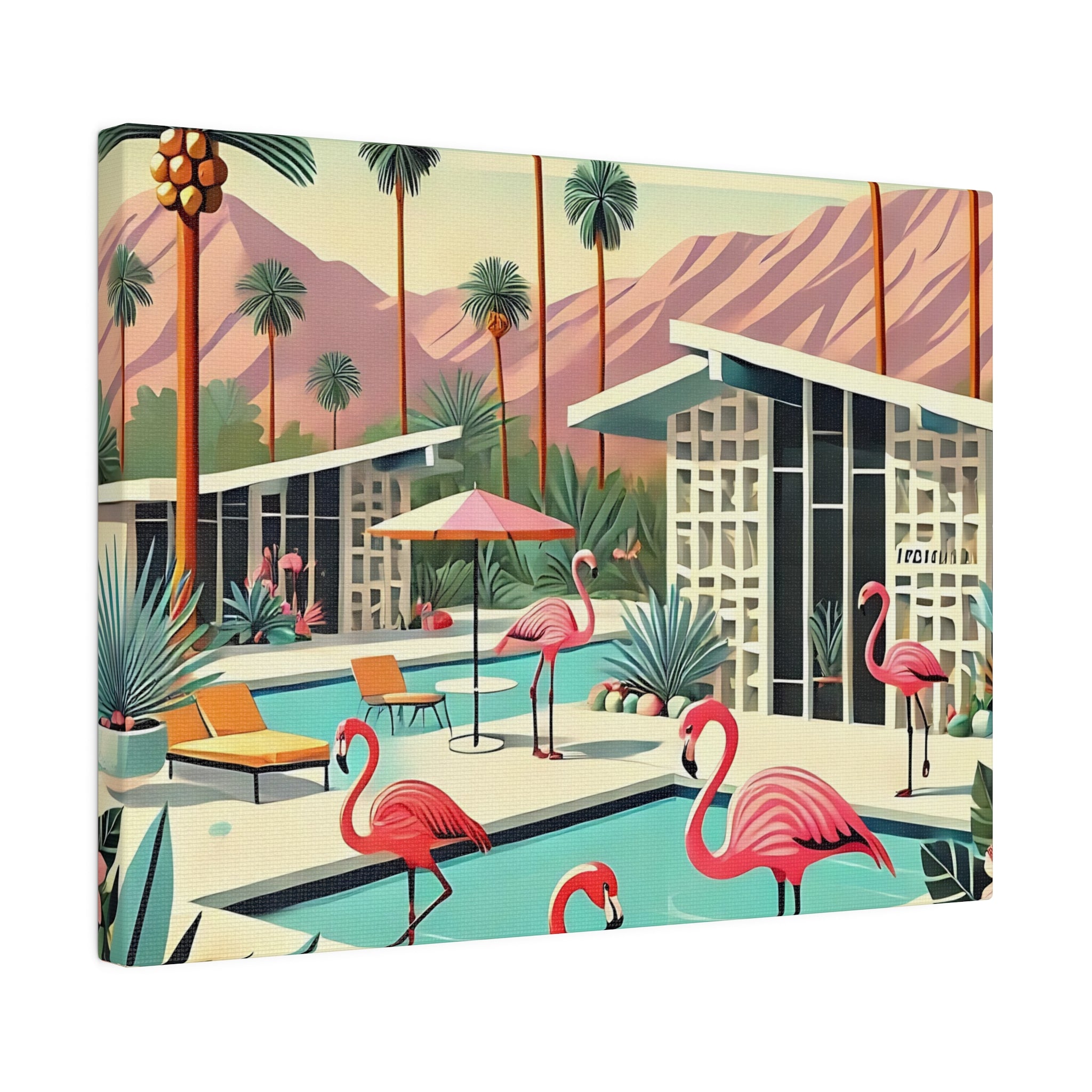 50s Mid Century Modern Wall Art, Palm Springs Flamingo Breeze Block MCM Art