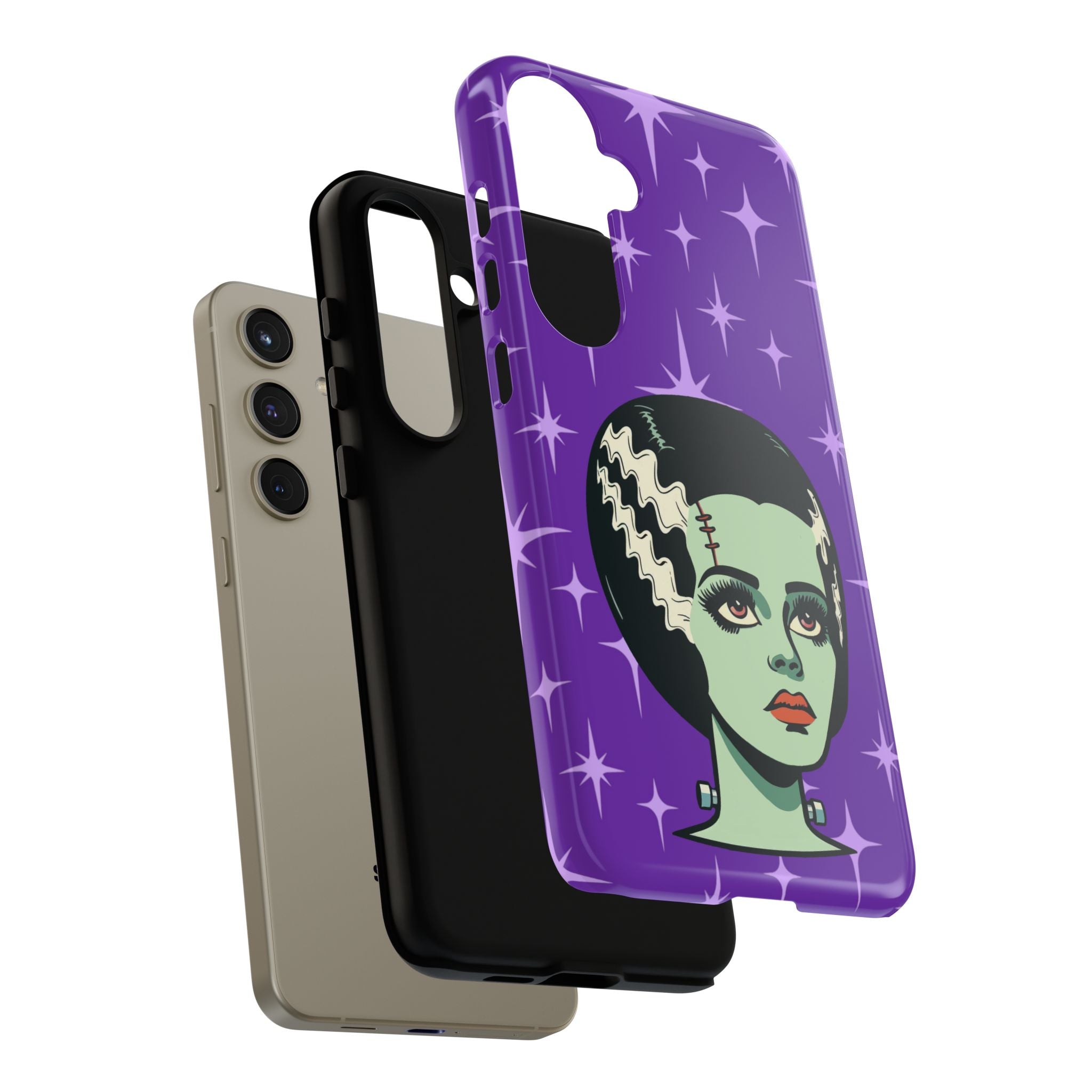Bride of Frankenstein Retro Mid Mod Horror Buff Purple Halloween Tough Phone Case
