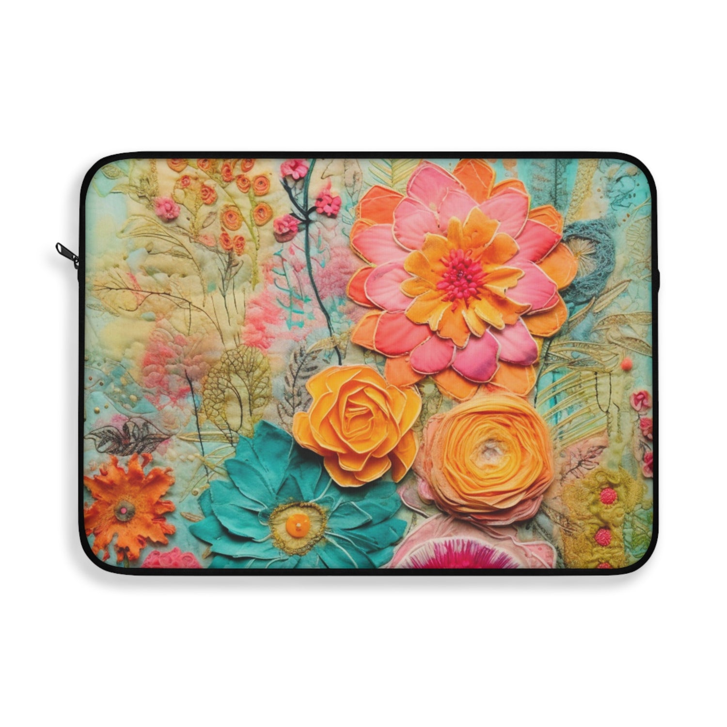 Boho Style, Floral Bohemian Retro Laptop Sleeve