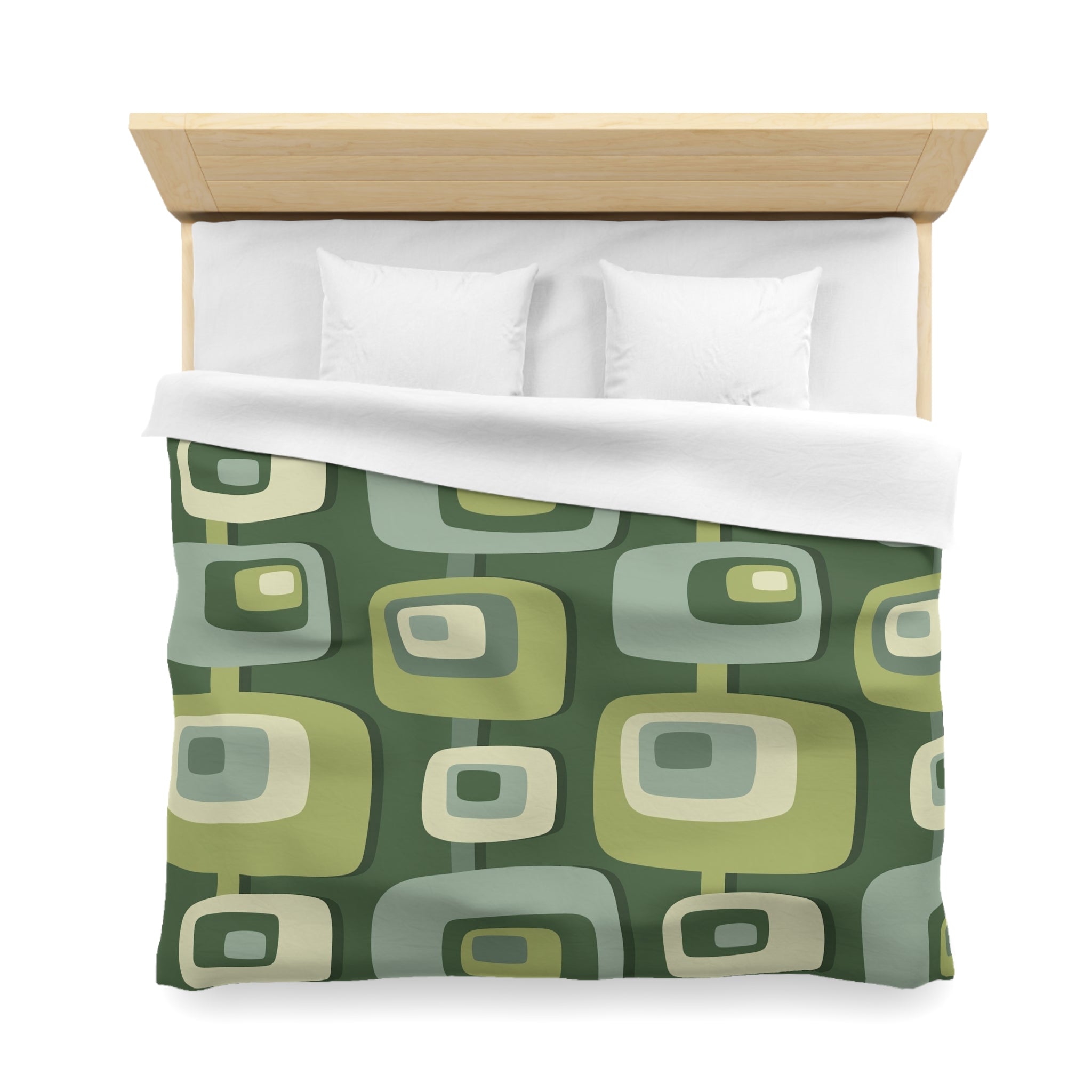 Mid Century Modern, Geometric, Groovy Green, Beige, Abstract, 60s 70s Retro, Mid Mod, MCM Duvet Cover - Mid Century Modern Gal