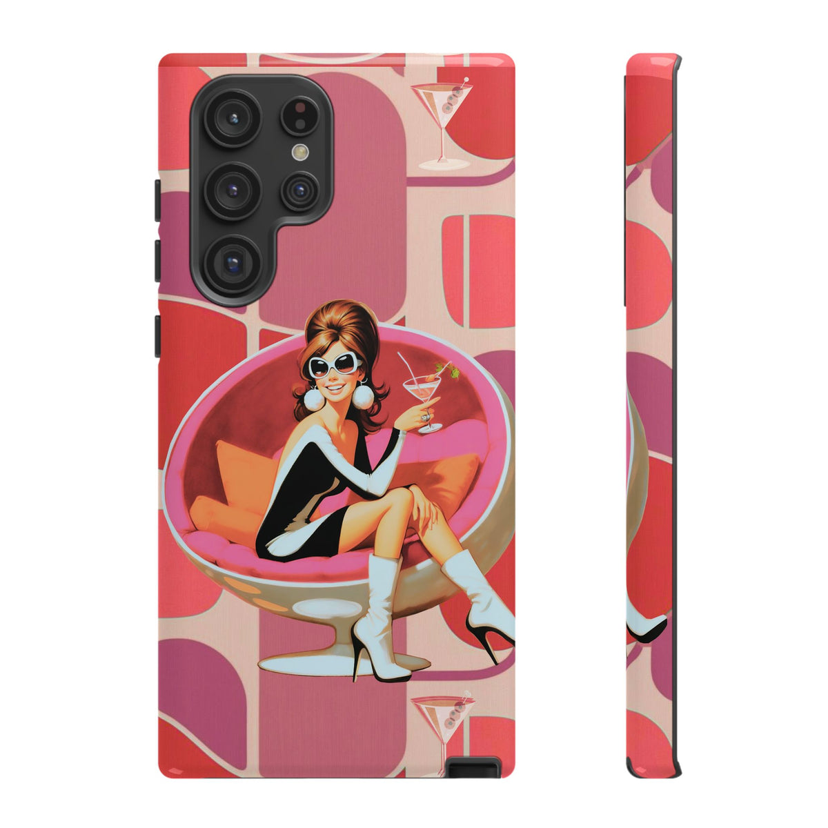 Mid Mod 60s Mod Gal, Kick Back Enjoy, Retro Chic Phone Case with Cocktail Design