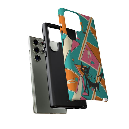 Atomic Cat Mid Mod Retro Cat Phone Case - Tough Cases for Stylish Cat Lovers