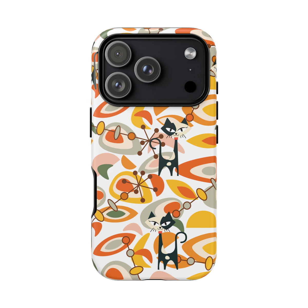 Atomic Cat Mid Mod Orange, Yellow, Groovy Cat Smart Phone Tough Cases