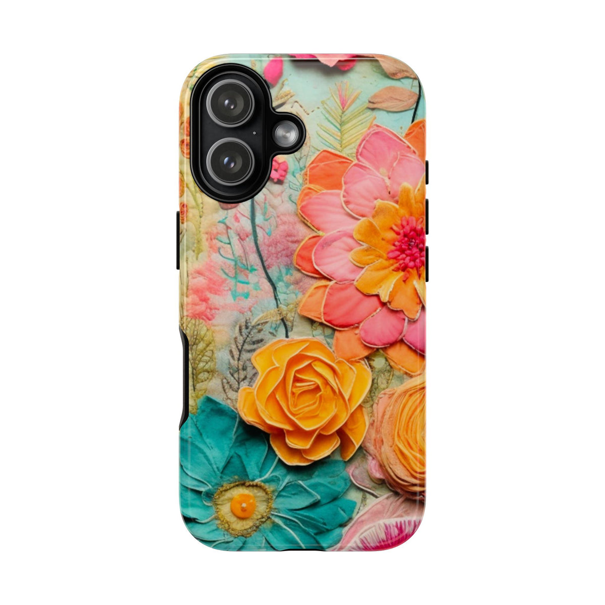 Boho Retro Floral Faux Pressed Flowers Smart Phone Tough Phone Cases