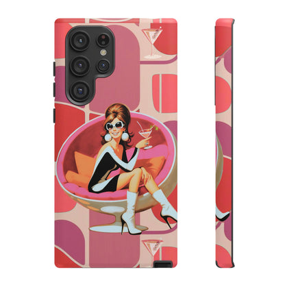 Mid Mod 60s Mod Gal, Kick Back Enjoy, Retro Chic Phone Case with Cocktail Design