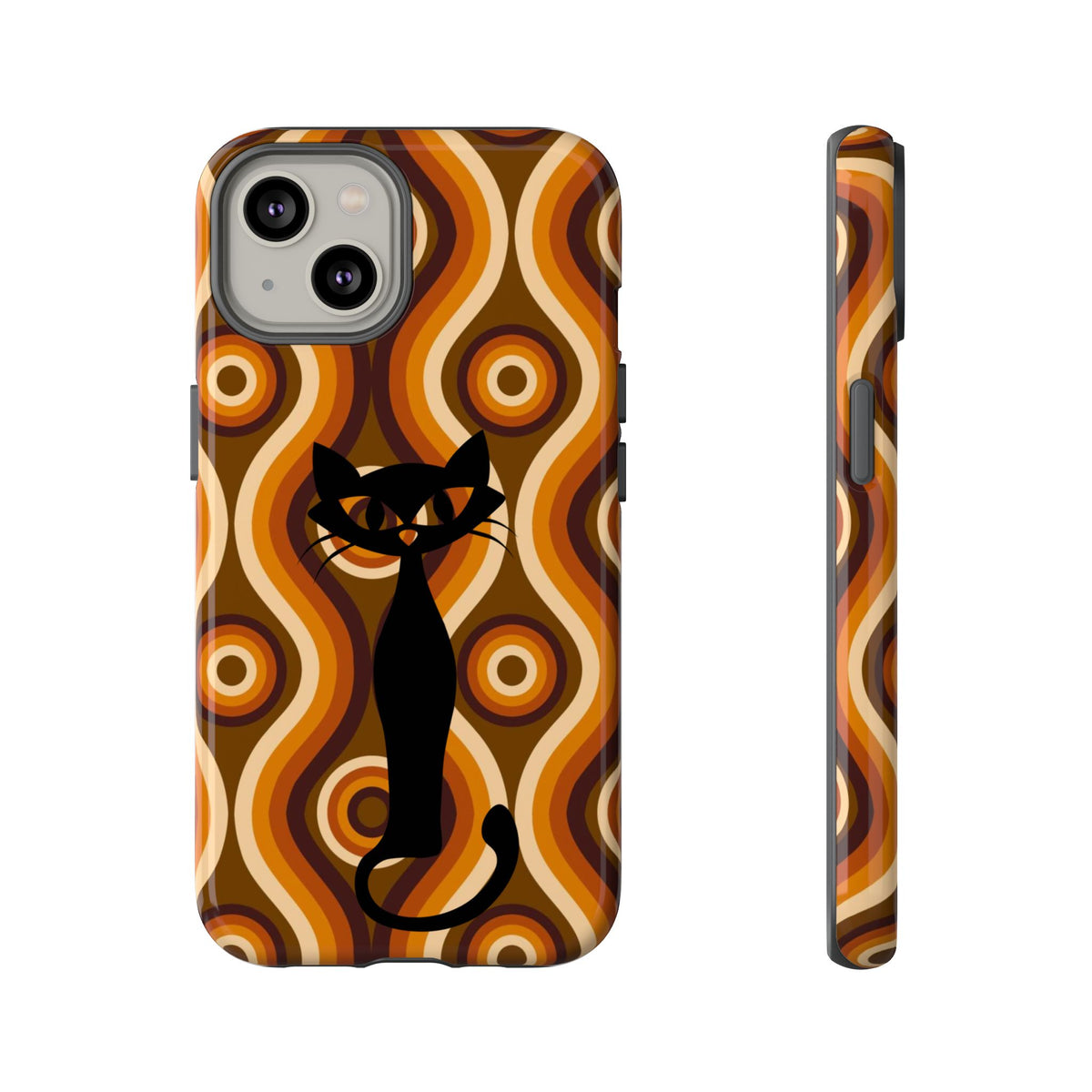 Retro Phone Case, Groovy Brown, Atomic Kitsch Cat Tough Smart Phone Cases
