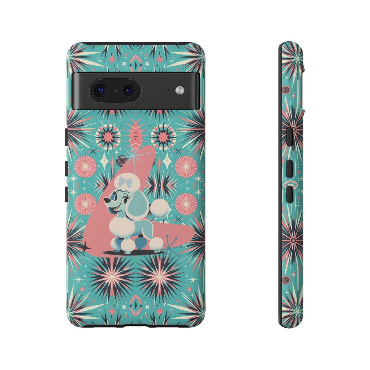 1950s Mid Century Modern Atomic Pink, Poodle Retro Smart Phone Tough Cases