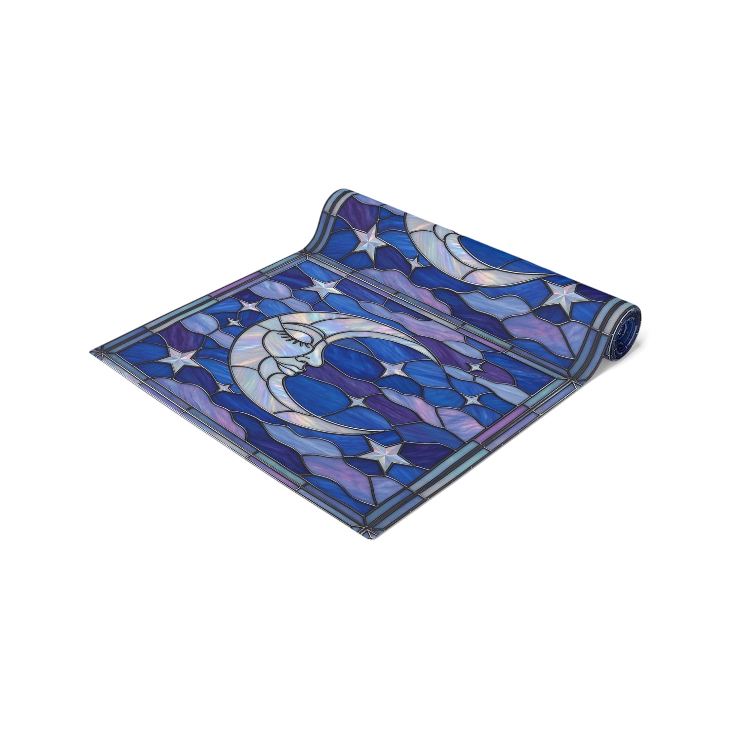 Halloween Stained Glass Style Night Sky Moon Stars Clouds Table Runner - Mid Century Modern Gal