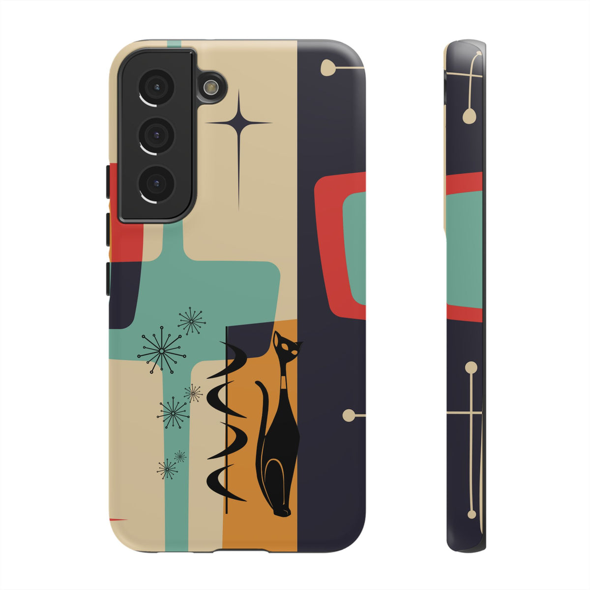 Mid Century Modern, Geometric, Atomic Cat Groovy Smart Phones Tough Phone Cases