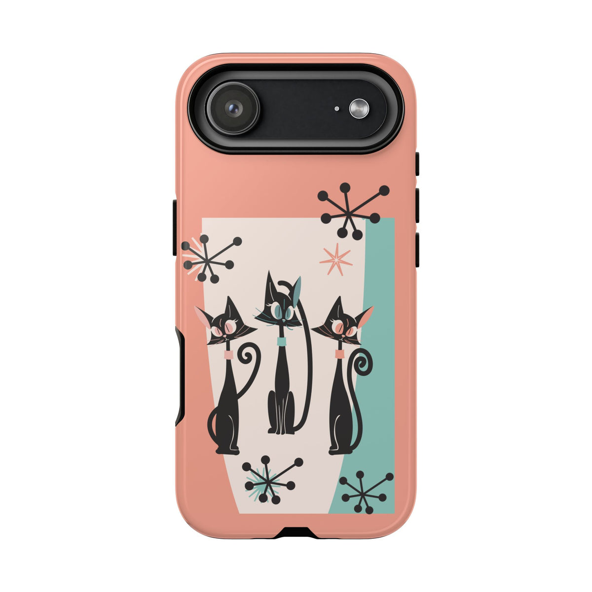 Atomic Cat Mid Mod Coral Aqua Blue Starburst Kitschy Fun Chic Samsung, Smart Phones Tough Cases
