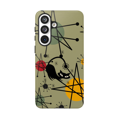 Mid Century Modern Atomic Cat, Retro Chic Groovy Mod Samsung, Smart Phone Tough Cases
