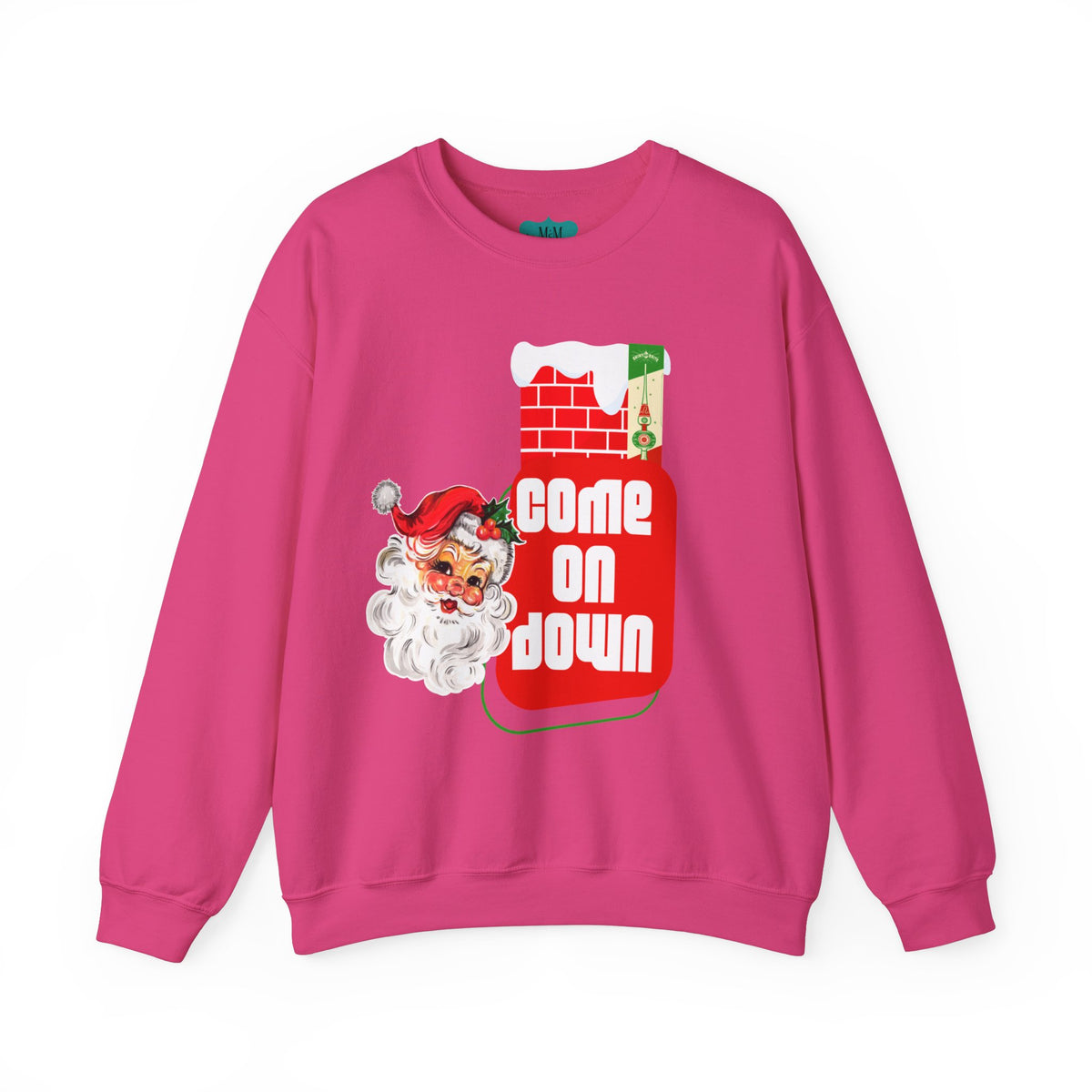 Vintage Santa, Kitschy Mid Century Modern Quirky Christmas Unisex Crewneck Holiday Sweatshirt - Mid Century Modern Gal