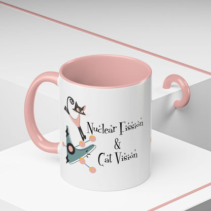 Atomic Cat Coffee Tea Mug, Mid Century Modern Boomerang, Space Age Atomic Drinkware For Cat And Coffee Lovers - Mid Century Modern Gal