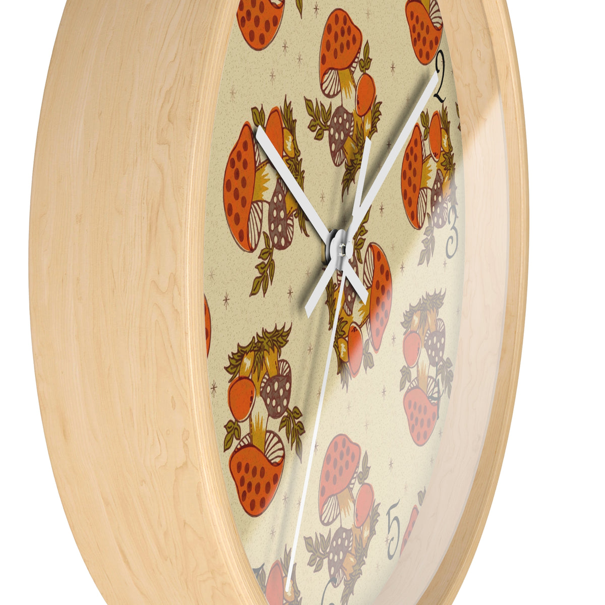 Merry Mushroom 70's Vintage Inspired Retro Orange, Brown, Groovy Mod Wall Clock - Mid Century Modern Gal