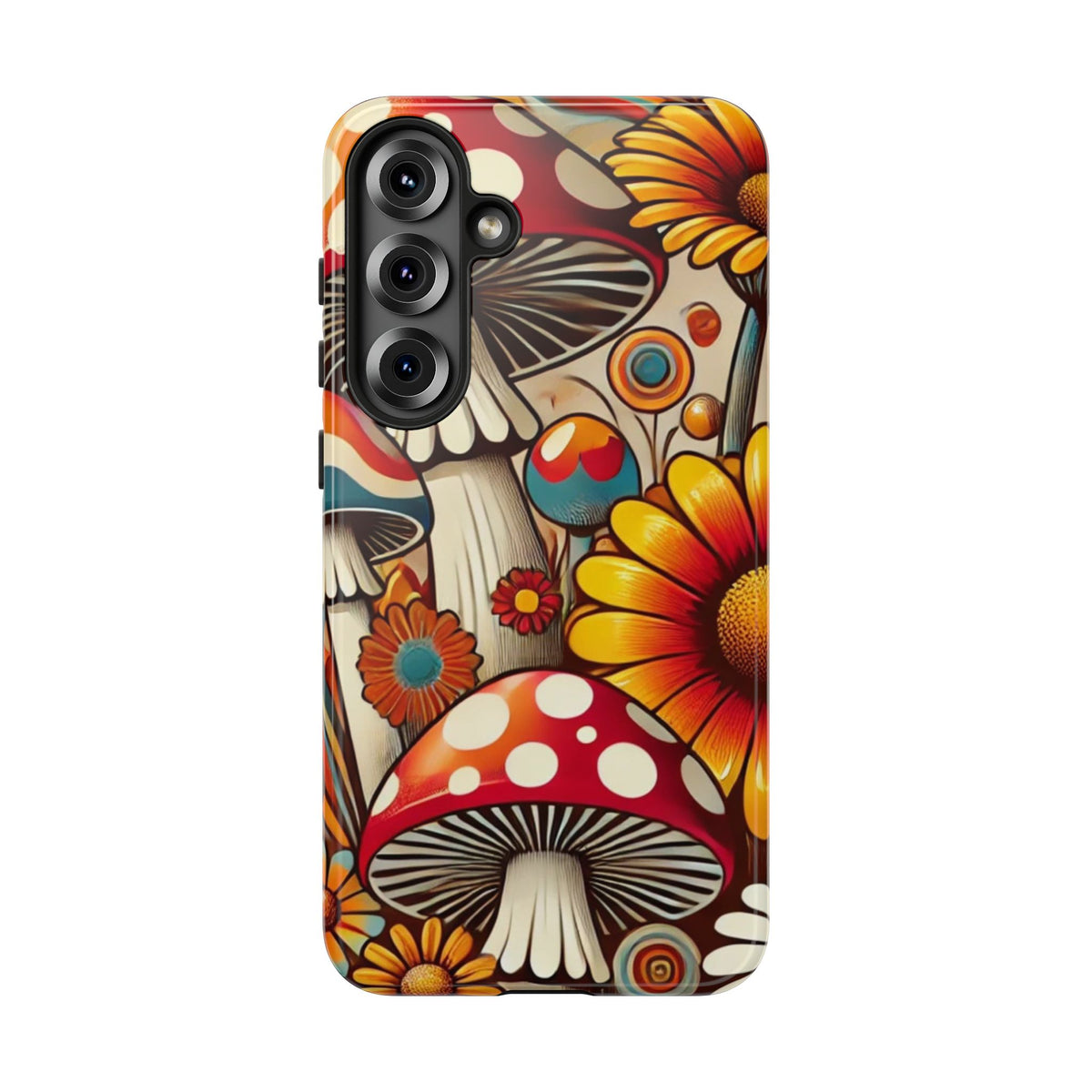Colorful Mushroom Flower Phone Case - Boho Chic Design
