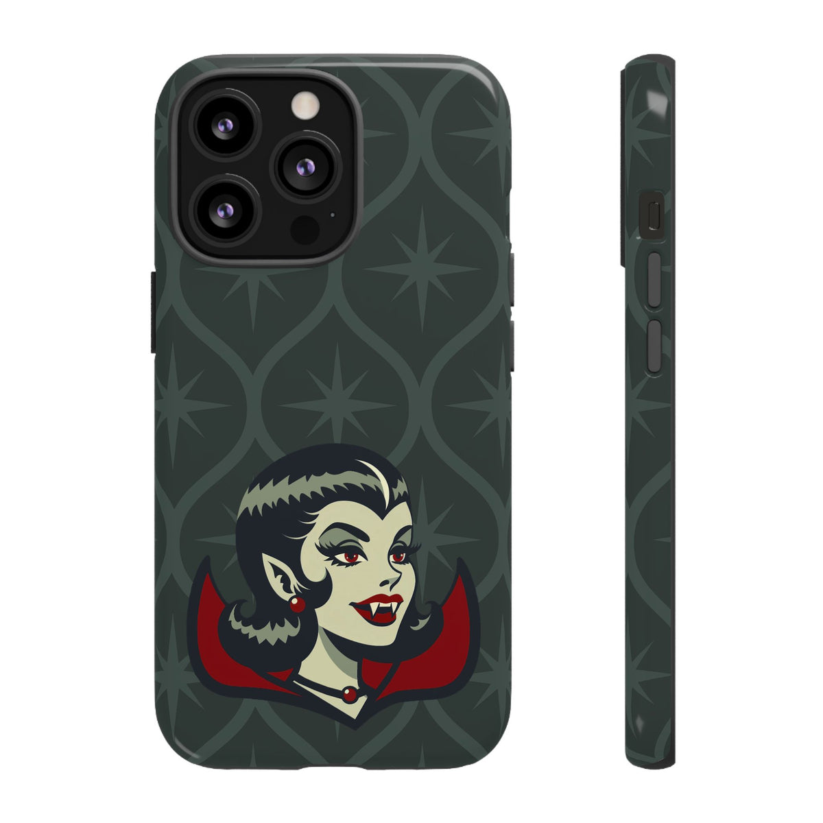 Vampire Dracula Girl Halloween Goth Horror Buff MCM Green Tough Phone Case