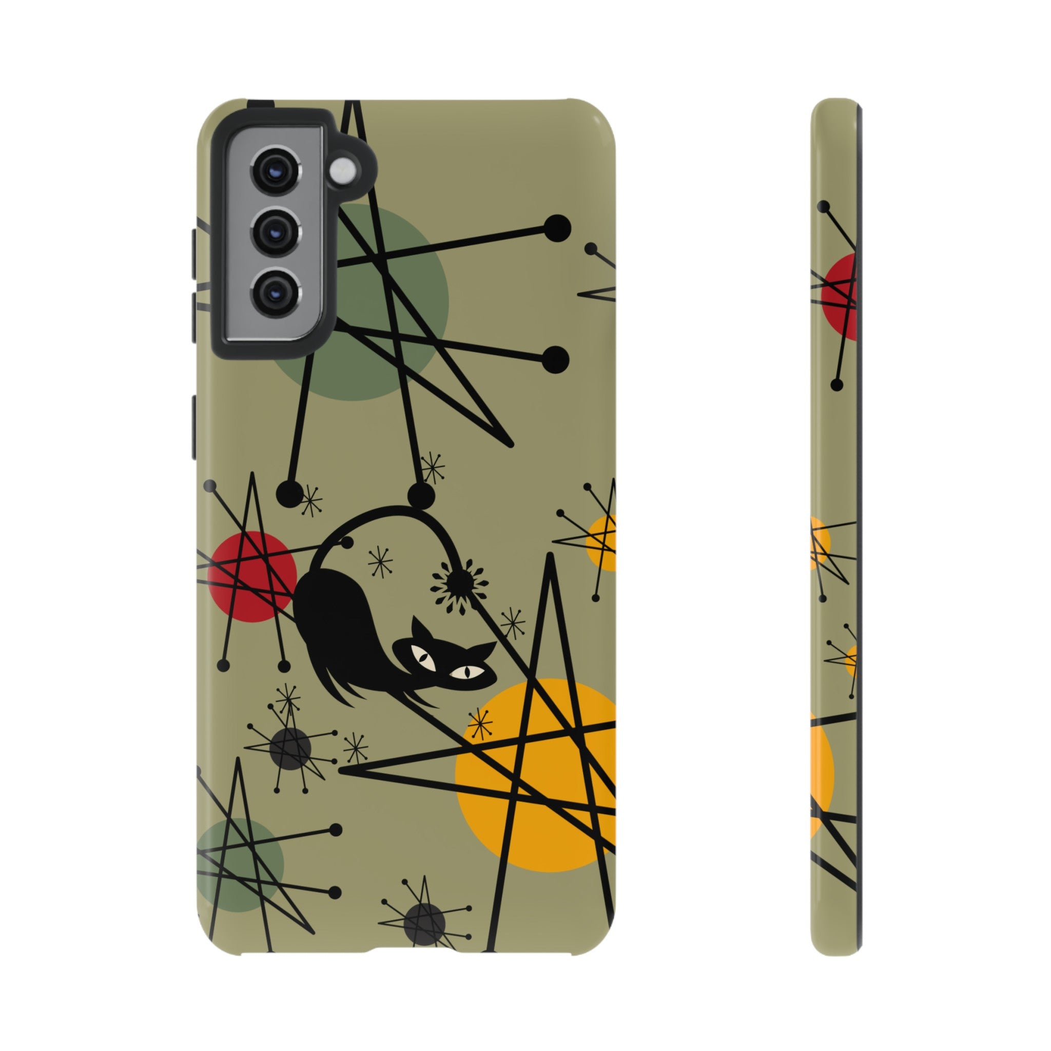 Mid Century Modern Atomic Cat, Retro Chic Groovy Mod Samsung, Smart Phone Tough Cases