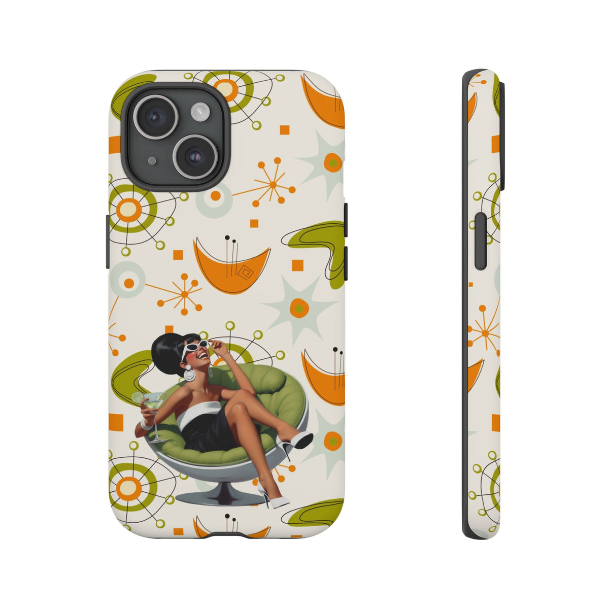 Mid Century Modern Atomic Starburst Mid Mod 60s Gal Retro Chic Tough Phone Case with Vintage Glamour Design - Mid Century Modern Gal