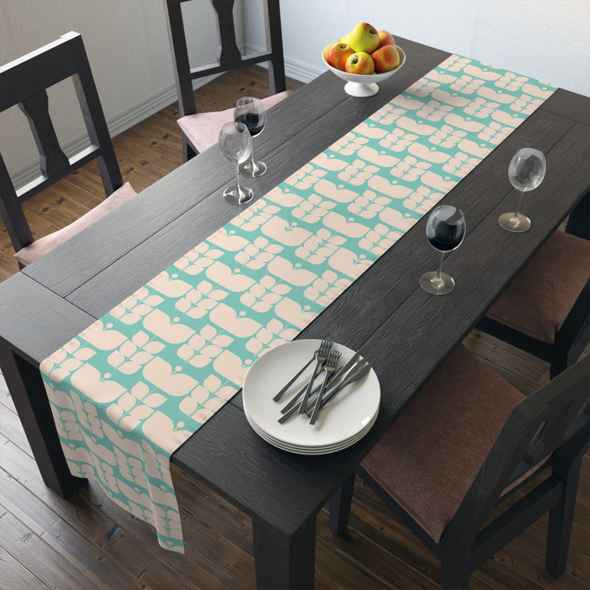 Mid Century Modern Scandi Designed Moder Danish Retro Flower Table Runner - Mid Century Modern Gal