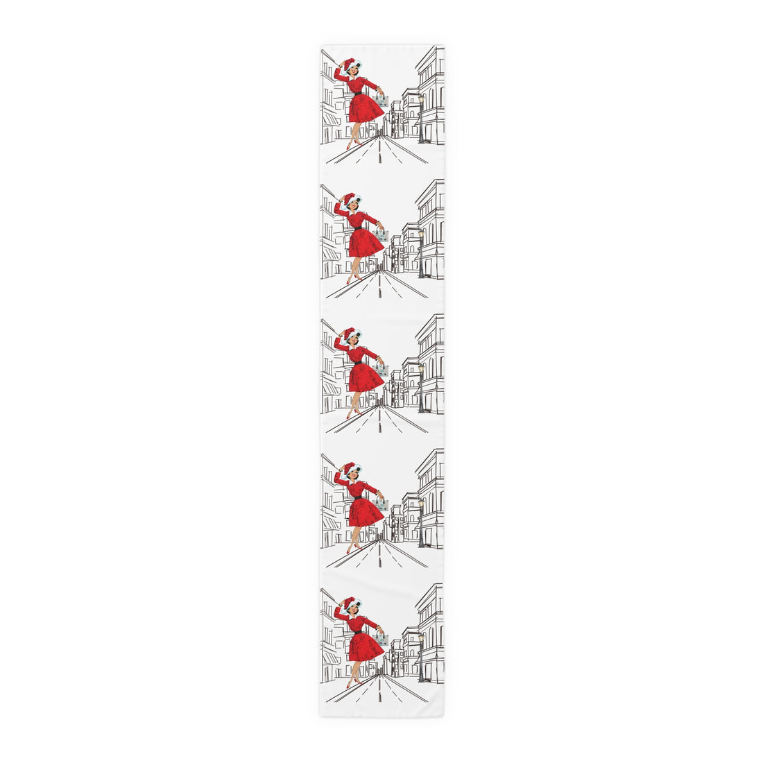 Mid Century Modern Christmas New York City Scape, Mod Gal Vibrant Urban Chic Table Runner - Mid Century Modern Gal