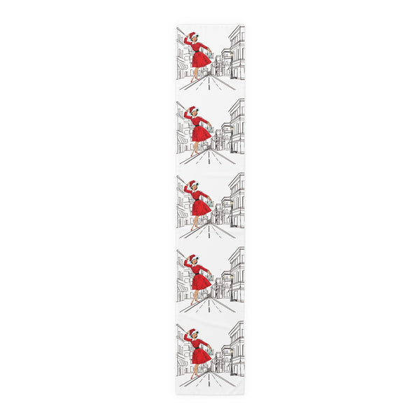 Mid Century Modern Christmas New York City Scape, Mod Gal Vibrant Urban Chic Table Runner