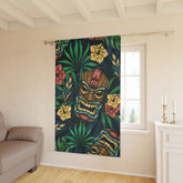 Tiki Idol Man Blackout Tropical Tiki Window Curtain - Vibrant Home Decor, Boho Style, Gift for Plant Lovers, Hawaiian Theme, Summer Vibes - Mid Century Modern Gal