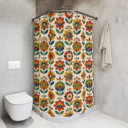 Mid Century Modern Scandinavian Floral Earth Tones Shower Curtain - Mid Century Modern Gal