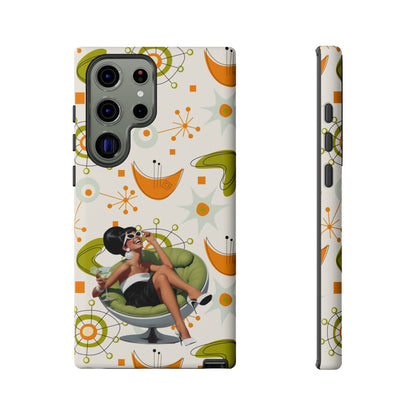 Mid Century Modern Atomic Starburst Mid Mod 60s Gal Retro Chic Tough Phone Case with Vintage Glamour Design - Mid Century Modern Gal