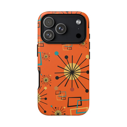 Mid Century Modern Sinatra Orange, Starburst, Geometric Funky Fun Tough Phone Case