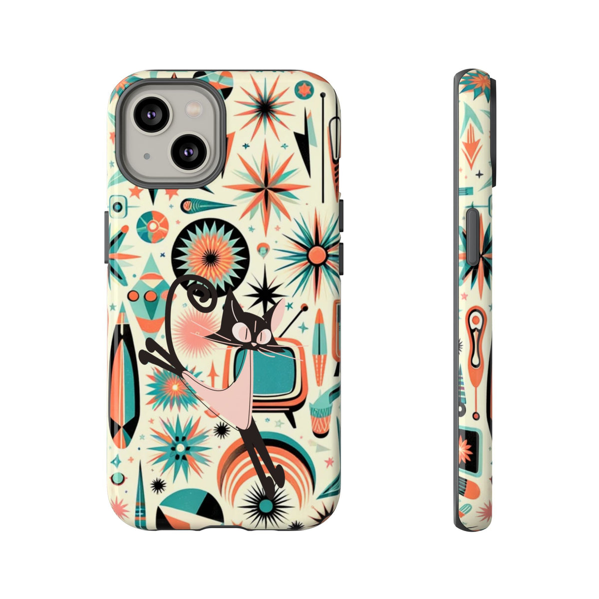 Atomic Kitty Boomerang Space Kitty Mid Century Modern Samsung, Smart Phone, Tough Cases - Mid Century Modern Gal