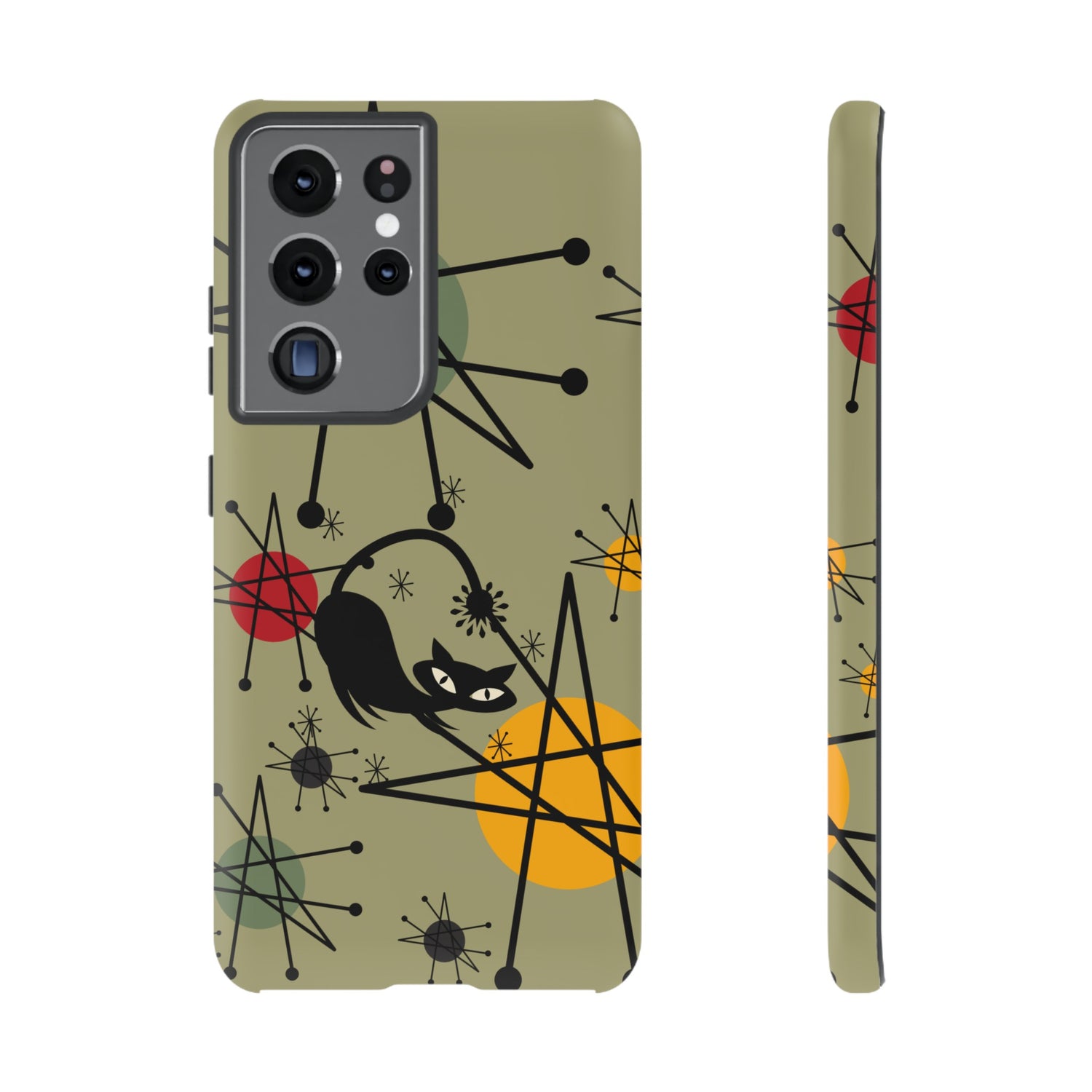 Mid Century Modern Atomic Cat, Retro Chic Groovy Mod Samsung, Smart Phone Tough Cases