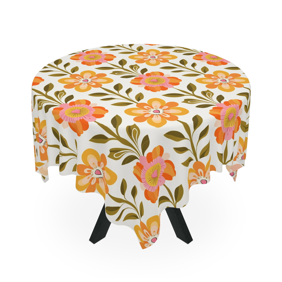 Scandinavian Floral Print Mid Century ModernTablecloth - Vintage Style for Kitchen & Dining - Mid Century Modern Gal