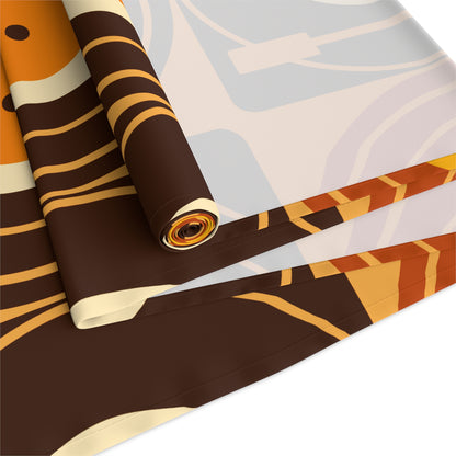 Groovy Retro Record Players, Brown Orange Yellow, Table Runner - Mid Century Modern Gal