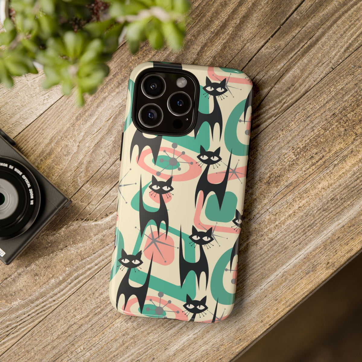 Atomic Cat Mid Century Modern Starburst Retro Kitsch Tough Phone Case