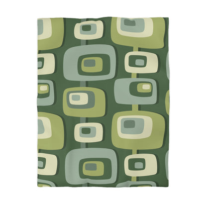 Mid Century Modern, Geometric, Groovy Green, Beige, Abstract, 60s 70s Retro, Mid Mod, MCM Duvet Cover - Mid Century Modern Gal