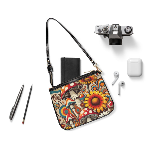 Retro Colorful Mushroom Floral Small Shoulder Bag - Bohemian Style Handbag