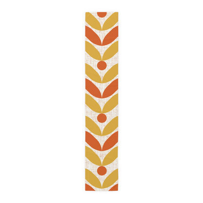 Mid Mod Scandinavian Flower, Orange Yellow Retro Table Runner - Mid Century Modern Gal
