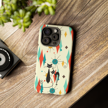 Atomic Kitty Cat, Mid Mod Franciscan Pattern, Kitsch Tough Phone Cases